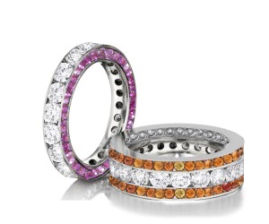 Made to Order Great Selection of Channel Set Brilliant Cut Round Diamonds Pink & Orange Sapphires Eternity Rings & Bands