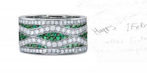 Micropavee Diamond & Emerald 2 Wave Band