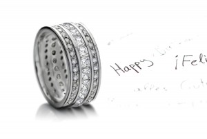 Stunning: Designer Three Row Diamond Eternity Anniversary Bands