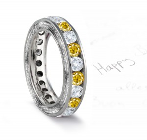 Simmering Yellow Sapphire & Diamond Wedding Bands
