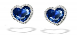 Fancy Designer Colored Gemstone Jewelry: Blue Sapphire & Diamond Studded Earrings