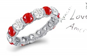 Cinnamon Red Bar Set Diamond & Ruby Eternity Ring Choose Options