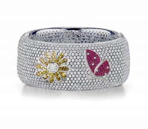 Delicate French pavee Sparkling Brilliant-Cut Round Diamonds & Vivid Multi-Colored Precious Stones Eternity Rings & Bands Featuring Butterflies, Moon & Stars