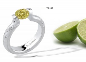 Contemporary High Quality Designer Yellow Colored Diamond Tension Set Engagement Rings