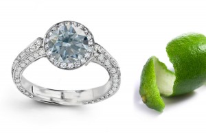 Premier Colored Diamonds Designer Collection - Blue Colored Diamonds & White Diamonds Fancy Blue Diamond Engagement Rings