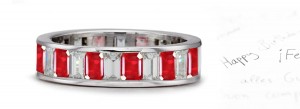 The Talisman Collection: Emerald Cut Diamond & Ruby Eternity Band