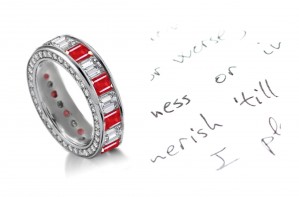 The Most Precious: Emerald Cut Diamonds & Rubies Eternity Ring