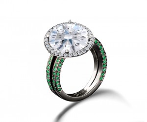 Precision Set Delicate French Micro Pave Halo Rings With Emerald & Diamonds