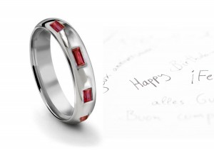 Burnish Set Baguette Ruby Mens Ring in Mens Ring Size 9 to 12