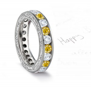 Unlike Any Other Yellow Sapphire & Diamond Wedding Bands