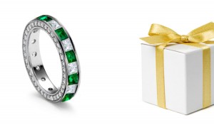 Sparkle of Gemstones: Princess Cut Diamond & Emerald Halo Gold Band