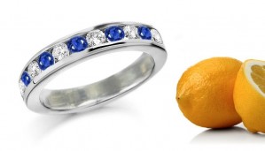 12 Stone Sapphire & Diamond Wedding Anniversary Band