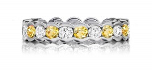 Expertly Crafted Precision Set High Quality Diamond & Sapphire Eternity Band Rings