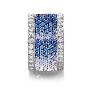 Precision Channel & Prong Set Round Diamond & Blue Sapphire Eternity Bands