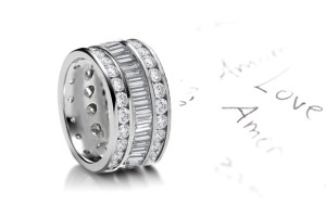 Baguette Cut & Round Diamond Anniversary Band