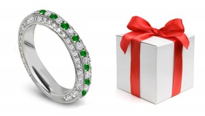 The Noblest: Glittering Diamond & Emerald Eternity Wedding Band