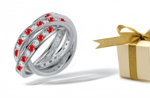 View Red on Red Diamond & Ruby Trio of Rolling Rings Choose Options