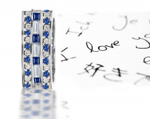 Stacked Sapphire Diamond Eternity Wedding Band