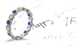 Art DecoBlue Sapphire & Diamond Eternity Band