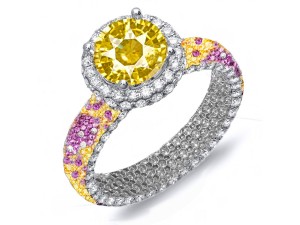 Shop Micro Pave Cluster Diamond & Multi-Colored Precious Stones Rubies, Emeralds & Blue, Pink, Purple, Yellow Sapphires