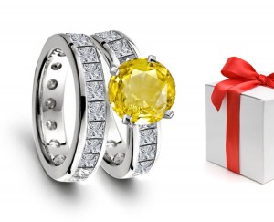 Impeccable: Yellow Sapphire & Diamond Engagement & Wedding Rings