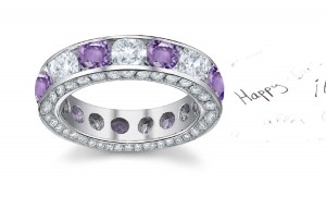 Designer Diamond Purple Sapphire Eternity Anniversary Bands