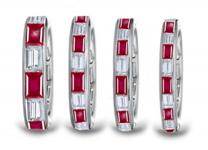 Baguette Cut Ruby & Diamond Channel Set Wedding Band