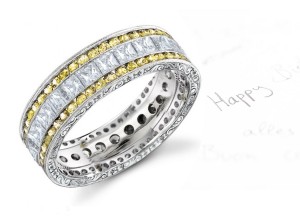 Yellow Sapphire & Diamond Wedding Bands