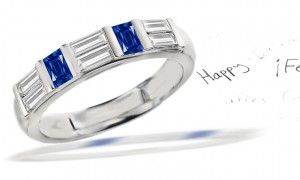 Emerald Cut Sapphire & Baguette Diamond Ring