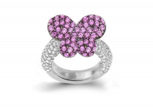 Delicate French Micro Pave Butterfly Rings Collection Featuring Vibrant Rainbow Colored Sapphires & Diamonds