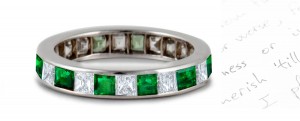 Endless Circle of Love: Gold & Princess Cut Emerald Diamond Eternity Ring in Ring Size 3 to 8