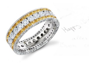 Yellow Sapphire & Diamond Wedding Bands