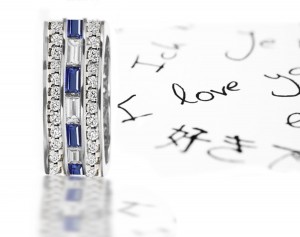 Stacked Sapphire Diamond Eternity Wedding Band