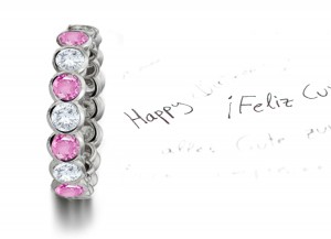 Elegant: Bezel Set Pink Sapphire Diamond Eternity Band