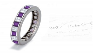 Princess Cut Purple Sapphire & Diamond Channel Set Band