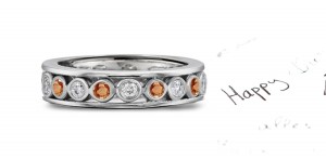 Shimmering: Sparkling Glittering Pink Orange Diamond Eternity Band