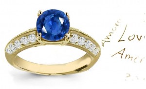 Marked Great A Distinction Velvety Dark Deep Sapphire Diamond Accents Gold Ring