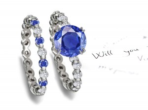 Sapphire & Diamond Engagement Wedding Set