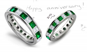 Dancing in the Light: Princess Cut Diamond & Square Emerald Band