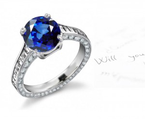 Pyramids of Egypt: Great Value Channel Set Fine Blue Diamonds & Sapphires Ring Fabricated in 14k White Gold, Platinum & Silver
