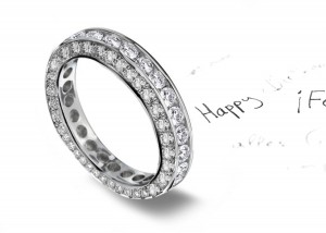 Celebrate: Channel Set Diamond Band Bordered by Precision Set Bead Set Diamonds in Platinum