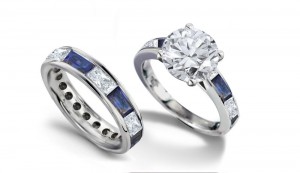 Speak of Many Levels: Channel Set 1ct Fine Blue Round Sapphire Diamond Ring in 14k White Gold & Platinum Ladies Sizes 5 6 7 8