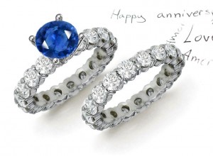 Blue & White Stones: A News Worthy Prong Set Diamond & Blue-White Sapphire Ring in 14k White Gold Women Sizes 5 6 7