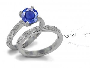 Found A Worthy Resting Place: Burnish Set Filigree Diamond & Sapphire Ring in 14k White Gold Platinum Diamond Carat Weight