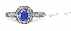 Great Variety of Sapphires: Antique Pave' Set Deep Blue Sapphire Ring With Diamonds in 14k White Gold & Platinum