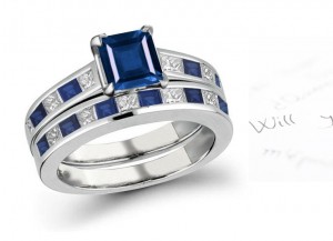 One-of-A-Kind Composition: Featuring Square Fine Blue Sapphire atop Channel Set Diamond & Sapphire Ring