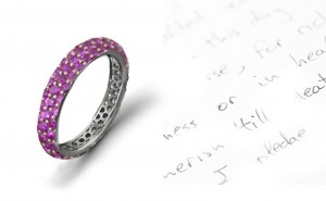 French Micropave? Round Purple Sapphire Eternity Ring in 14k White Gold, Sterling Silver