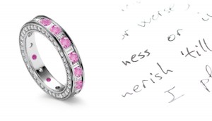 Fire of Gemstones: Baguette Diamond & Pink Sapphire Eternity Band