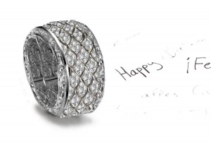 Collosal Diamond Cocktail Ring with 3.50 cts of Encrusted Cluster Diamonds in Multi-Bands in Gold & Platinum Size 6