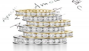 Gold Channel Diamond Anniversary Rings